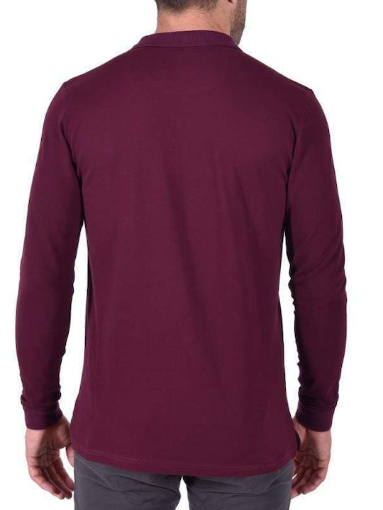 Dors Bluza Bărbătească cu Mânecă Lungă Polo Bordeaux