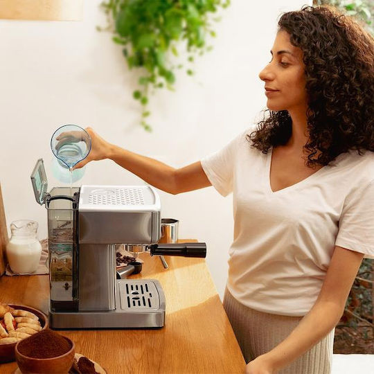 Cecotec Power Espresso 20 Barista Compact Μηχανή Espresso 1465W Πίεσης 20bar Ασημί