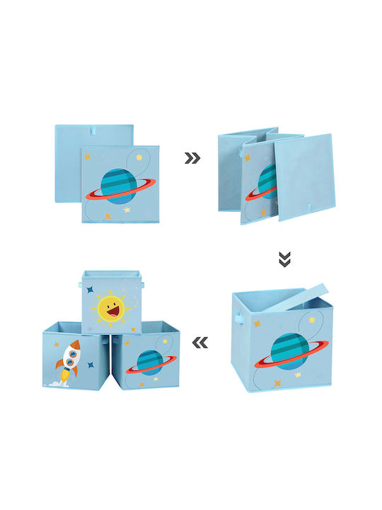 Songmics Παιδικό Κουτί Αποθήκευσης από Ύφασμα Box Set Γαλάζιο 30x30x30cm 3τμχ