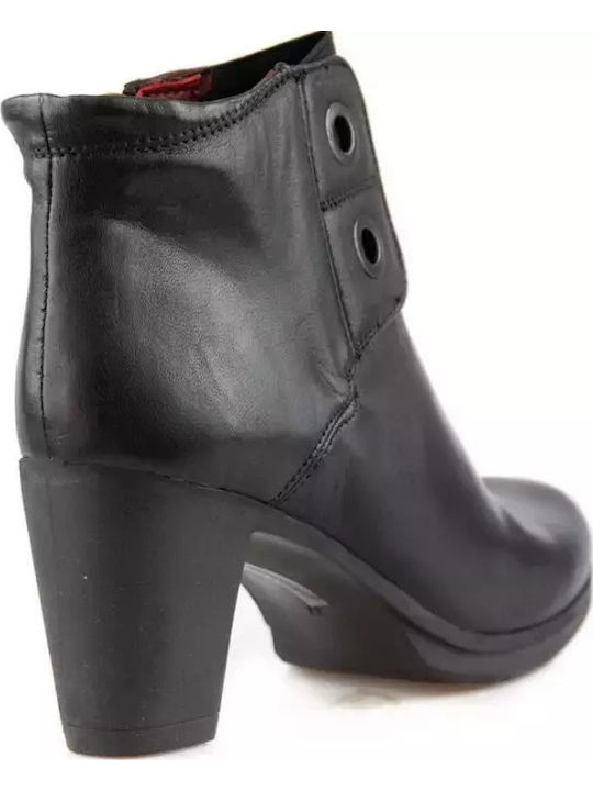 Leder Stiefeletten Damen Schwarz