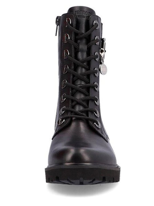 Leder Stiefeletten Damen Schwarz
