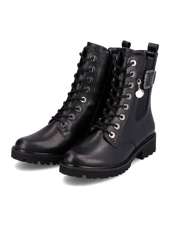 Leder Stiefeletten Damen Schwarz