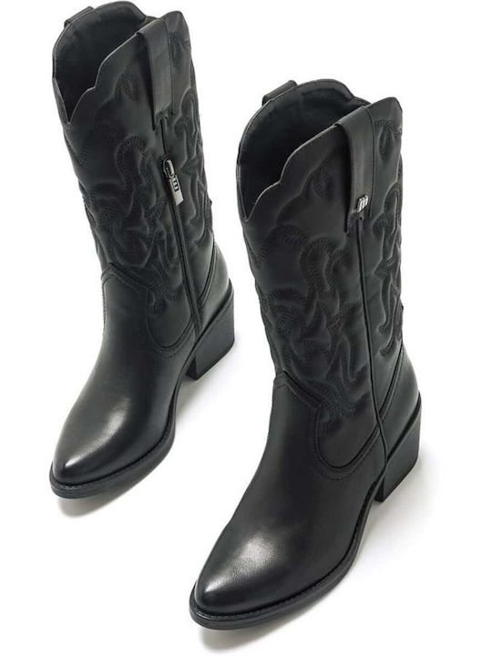 MTNG Women's Cowboy Boots with Medium Heel Black