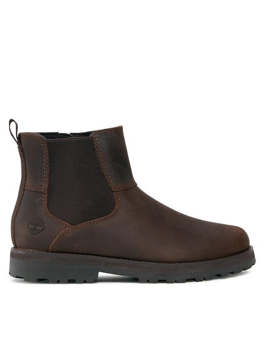 Courma Leather Kids Boots with Zipper Brown