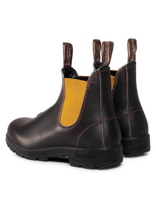 Leder Damen Chelsea Stiefeletten Braun