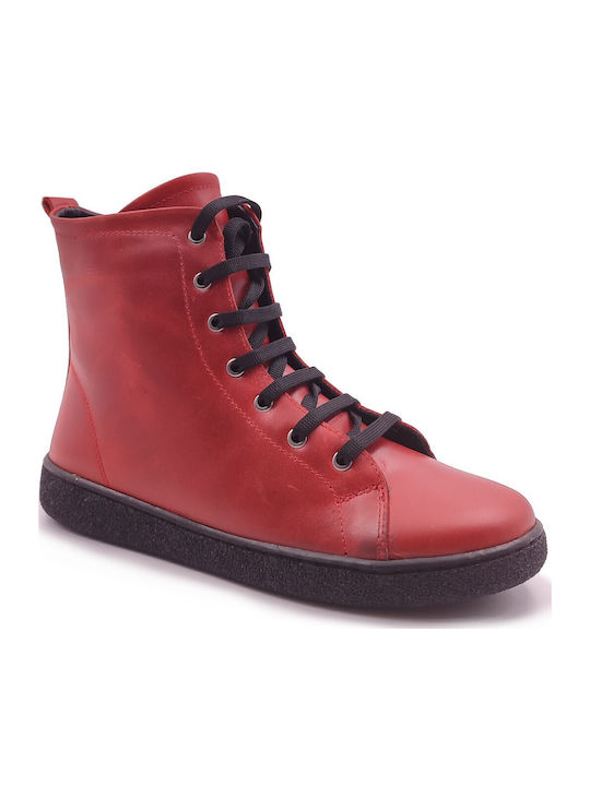 Leder Stiefeletten Damen Rot