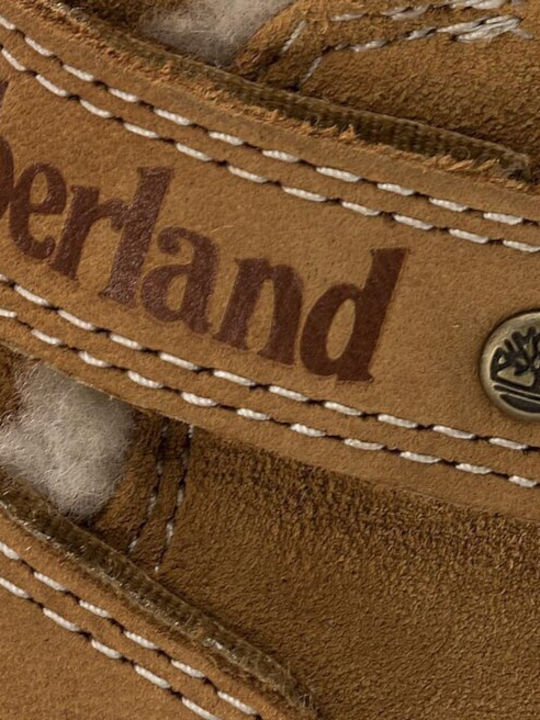 Pokey Pine Suede Kids Boots with Velcro Brown