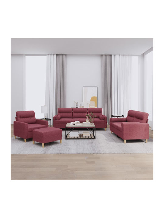 Living Room Furniture Set 3-Seater & 2-Seater & Armchair & Stool Bordeaux