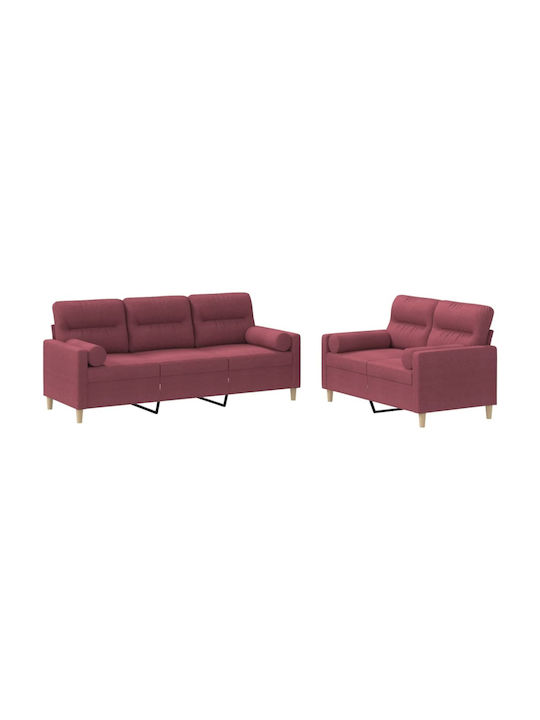 Living Room Furniture Set 3-Seater & 2-Seater Bordeaux