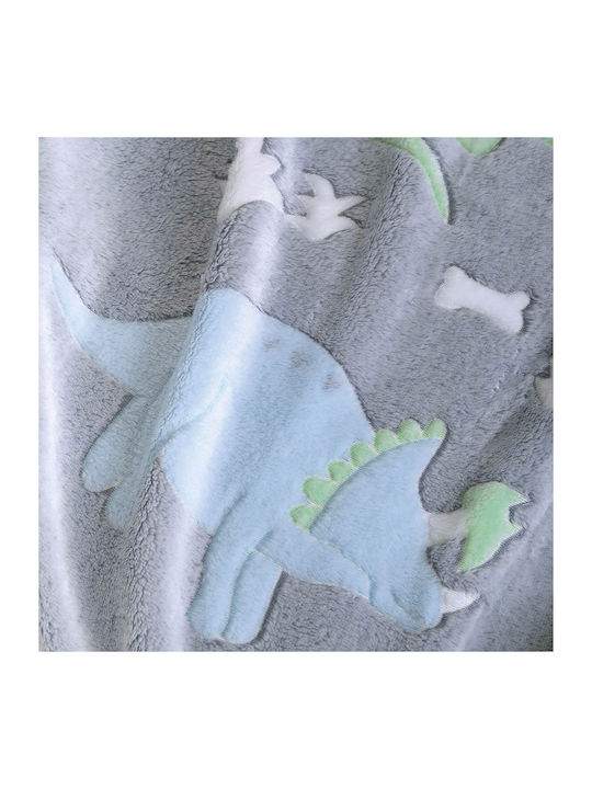 Rythmos Blanket Cot Dinoland Fleece Gray Grey 110x140cm
