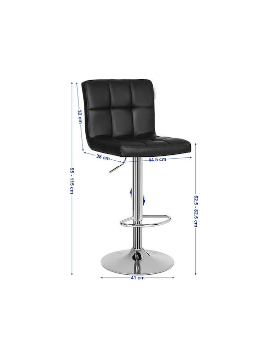 Scaune Bar cu Spătar & Înălțime Reglabilă Negru 2buc 38x44.5x115buc