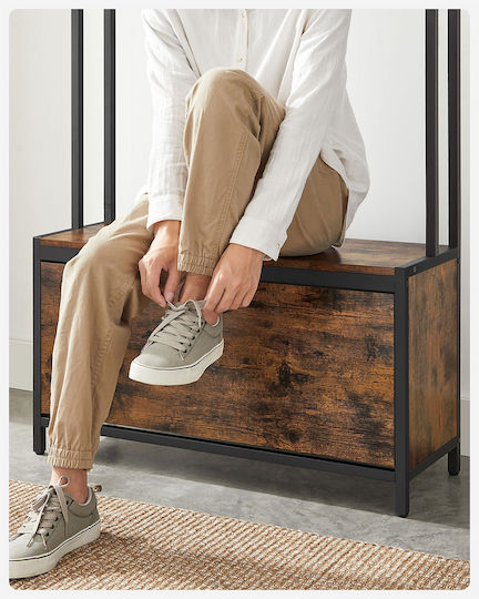 Entry Furniture with Hanger & Shoe Rack Particleboard 85x30x180cm