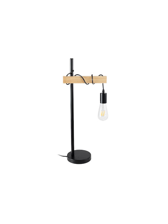 GloboStar Metal Table Lamp for Socket E27 with Black Shade and Base