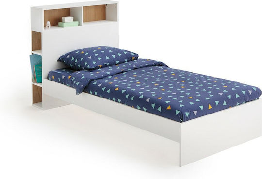 Pat pentru Copii Clasic Single cu Pat Glisant Alb pentru Saltea 90x190cm