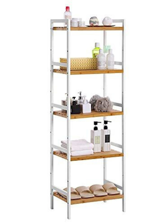 Songmics Montat pe perete Raft de baie Bamboo 31.5x45x142cm