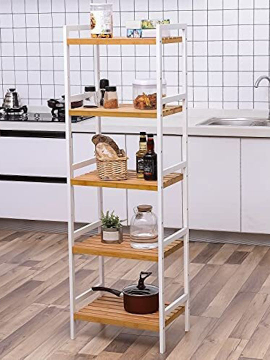 Songmics Montat pe perete Raft de baie Bamboo 31.5x45x142cm
