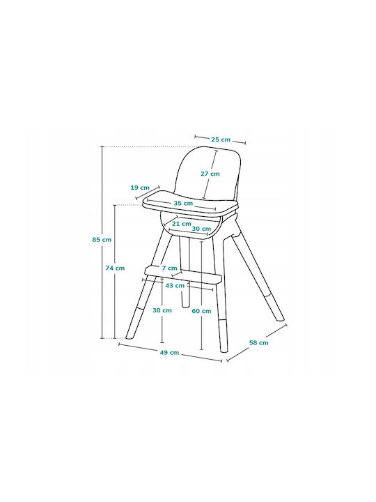 Lionelo Koen Baby Highchair 2 in 1 with Adjustable Height Blue Sky