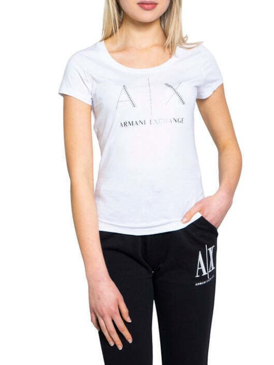 Armani Exchange Damen Sportlich T-shirt Weiß