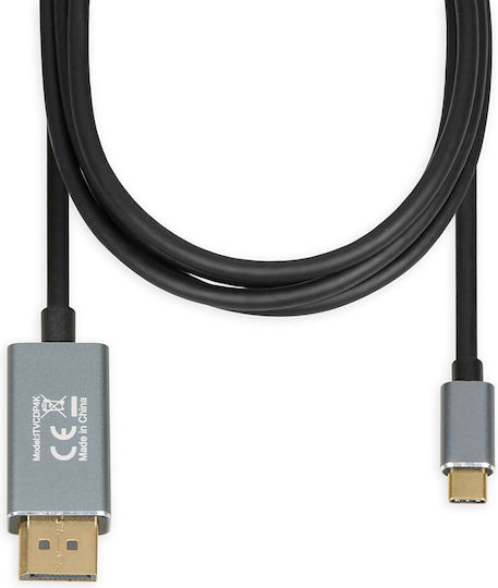 iBox Video Cable USB-C male - DisplayPort Μαύρο 1.8m ITVCDP4K