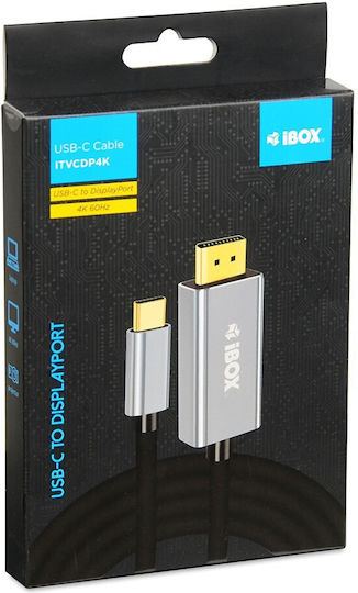 iBox Video Cable USB-C male - DisplayPort Μαύρο 1.8m ITVCDP4K