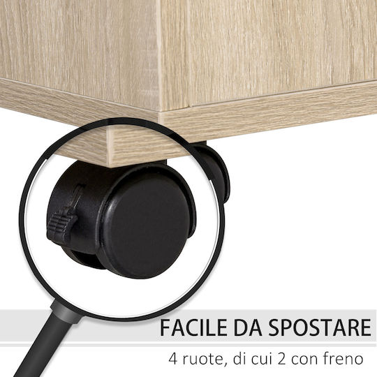 Cabinet de Birou cu Roți & Sertare Stejar 80x40x72cm