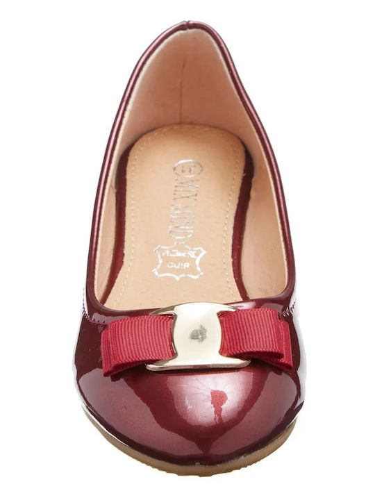 Balerini copii Simple Piele lăcuită Burgundy