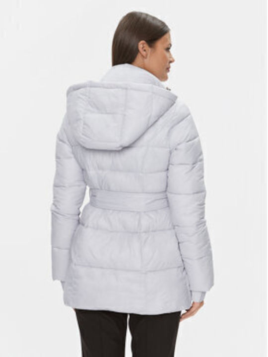 Women's Short Puffer Jacket for Winter Gray