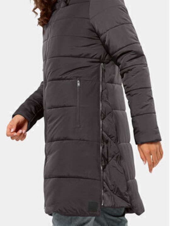 Eisbach Lang Damen Puffer Jacke für Winter ΜΑΥΡΟ