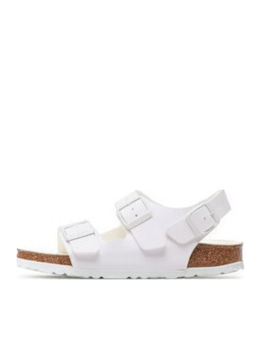 Milano Leder Flache Sandalen für Damen mit Riemen in Weiß Farbe Schmal Passform