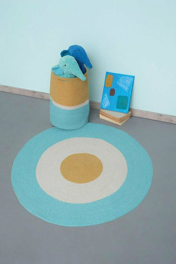 Palamaiki Tricolore Kinder Teppich Aqua Rund mit Durchmesser 140cm