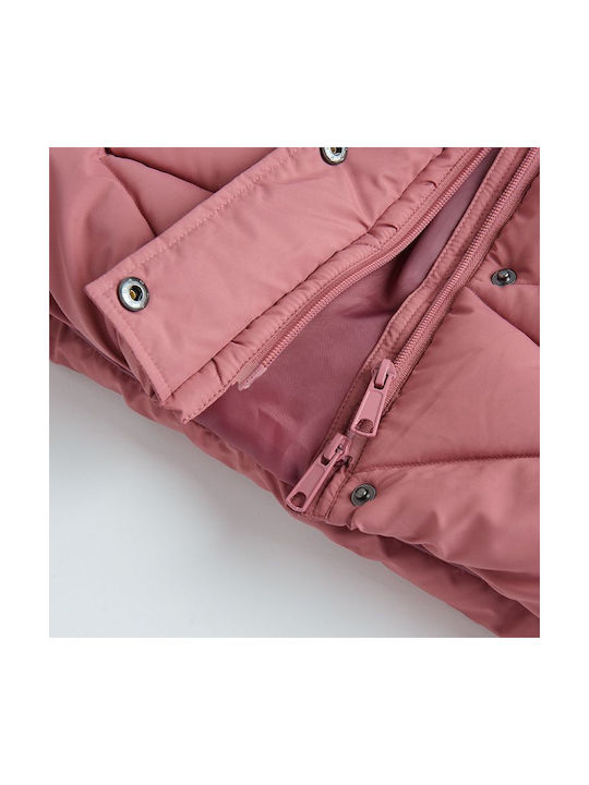 Jachetă pentru copii Long cu căptușeală și glugă Pink