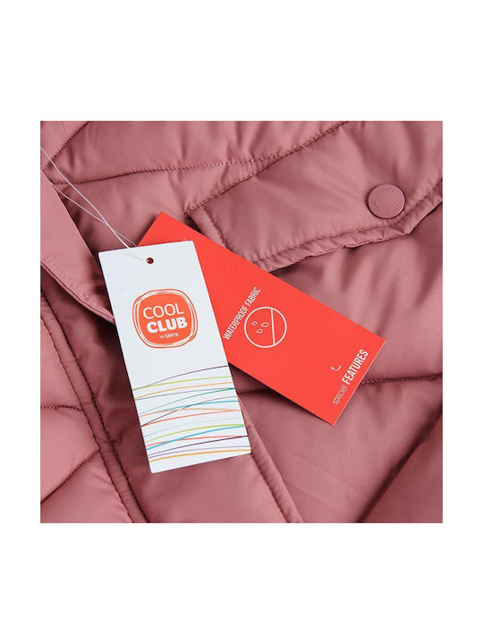 Jachetă pentru copii Long cu căptușeală și glugă Pink