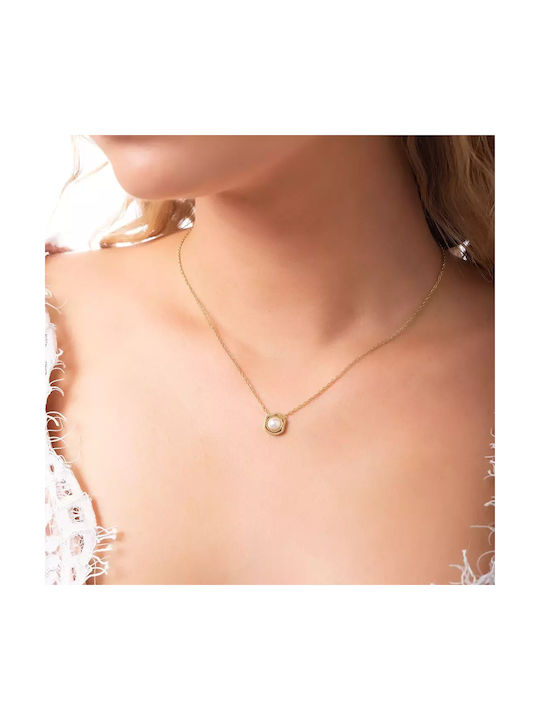 Oxzen Halskette aus Vergoldet Stahl mit Perlen