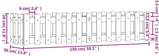 vidaXL Planter Box Lemn Roz 150x30x30cm.