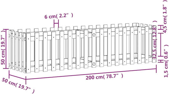 vidaXL Ζαρντινιέρα Ξύλινη Μαύρη 200x50x50εκ.