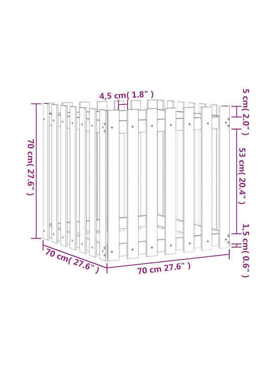 vidaXL Planter Box Lemn Roz 70x70x70cm.