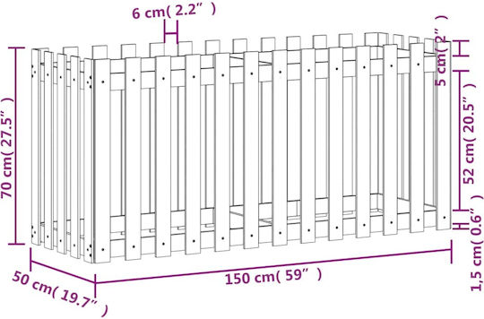 vidaXL Повдигната Кутия за саксии Дърво Бял 150x50x70см.