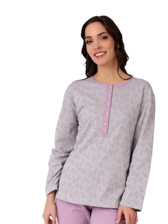 Lydia Creations Winter Damen Pyjama-Set Lila