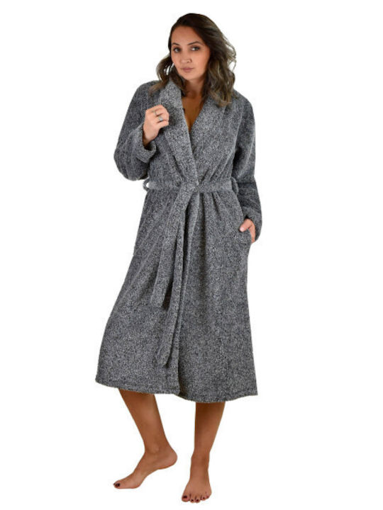 Relax Lingerie Winter Women's Fleece Robe Gray