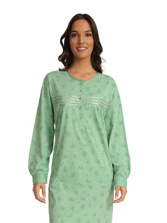 Lydia Creations Winter Women's Nightdress Green