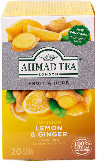 Ahmad Tea Τσάι 20 Φακελάκια 40gr με Άρωμα Λεμόνι & Τζίντζερ