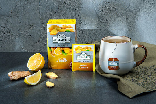 Ahmad Tea Τσάι 20 Φακελάκια 40gr με Άρωμα Λεμόνι & Τζίντζερ