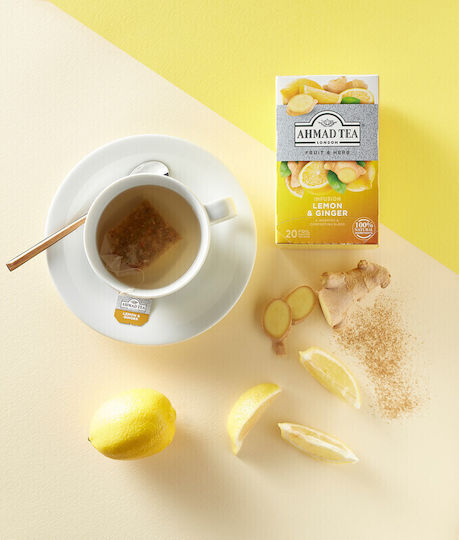 Ahmad Tea Τσάι 20 Φακελάκια 40gr με Άρωμα Λεμόνι & Τζίντζερ