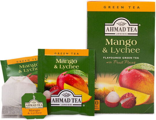 Ahmad Tea Зелен Чай 20 Чанти 1бр с Аромат Манго и личи