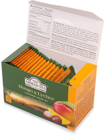 Ahmad Tea Зелен Чай 20 Чанти 1бр с Аромат Манго и личи