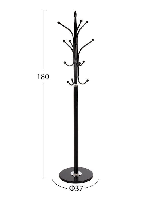 HomeMarkt Metallic Coat Rack Black 37x37x180cm