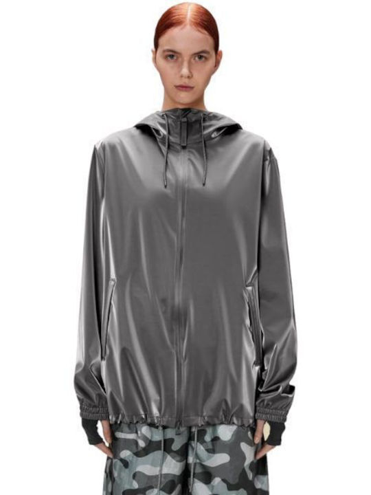 Rains Men's Winter Jacket Waterproof and Windproof Metallic Grey