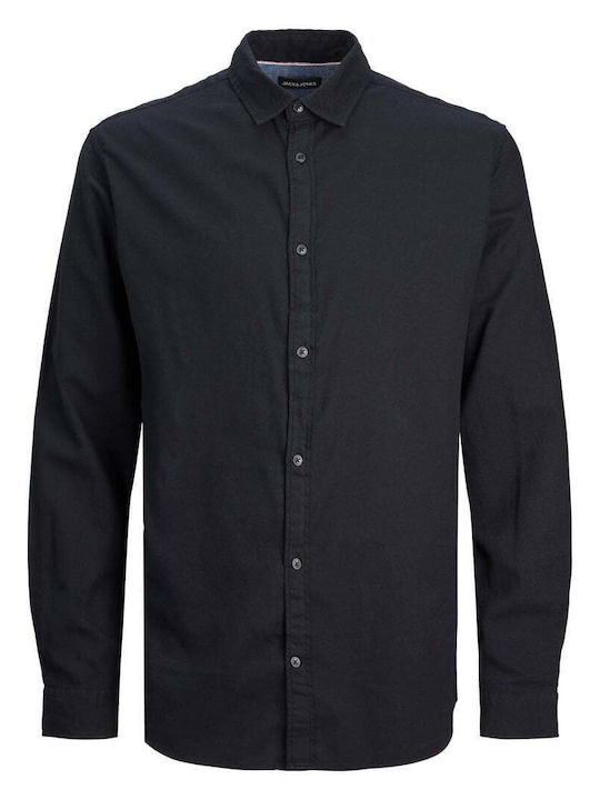 Jack & Jones Men's Shirt Long Sleeve Cotton Checked Black