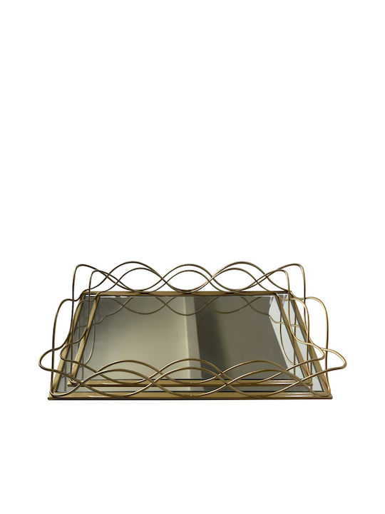 Karvounis Metallic Rectangular Decorative Tray with Mirror 2pcs