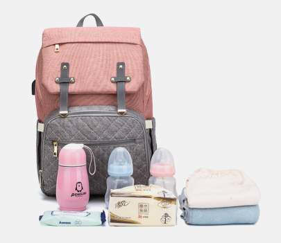Lequeen Diaper Bag Pink - Grey